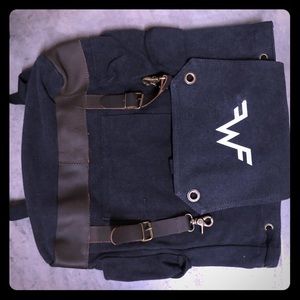 Black canvas and  leather rucksack